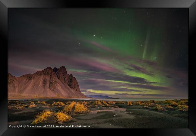 Sky cloud with Aurora and Mountain  Framed Print by Steve Lansdell