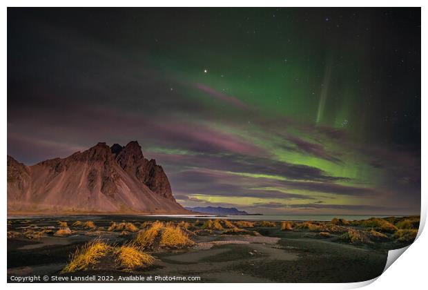 Sky cloud with Aurora and Mountain  Print by Steve Lansdell