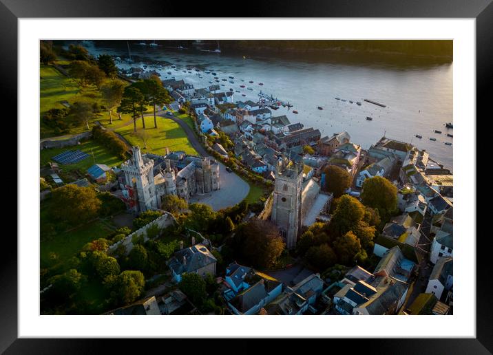 Fowey Church and Place House Framed Mounted Print by Apollo Aerial Photography