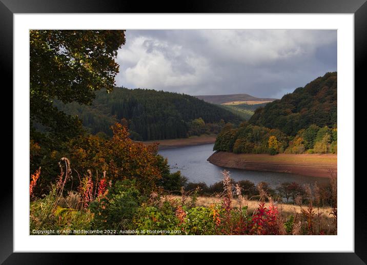 View of Ladybower Reservoir Framed Mounted Print by Ann Biddlecombe
