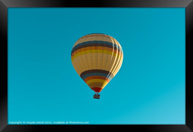 Hot Air Balloon on a Blue Sky in Alentejo Framed Print by Angelo DeVal