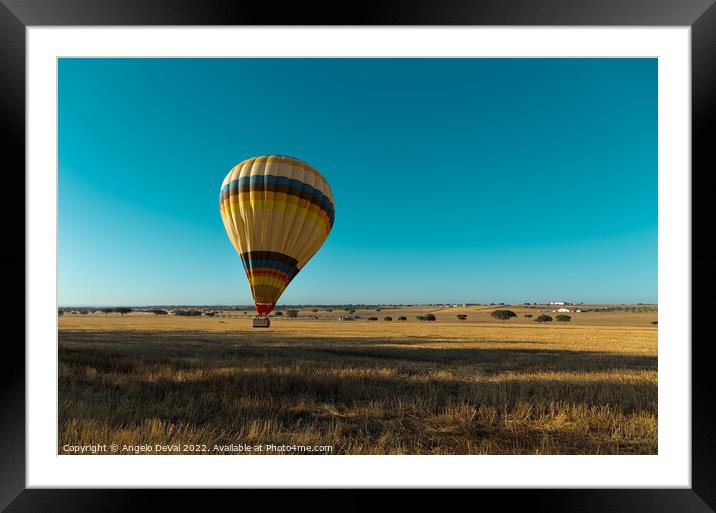 Balloon Landing in Alentejo Framed Mounted Print by Angelo DeVal