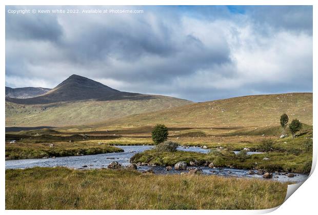 Cloudy sky over Rannoch Moor Print by Kevin White