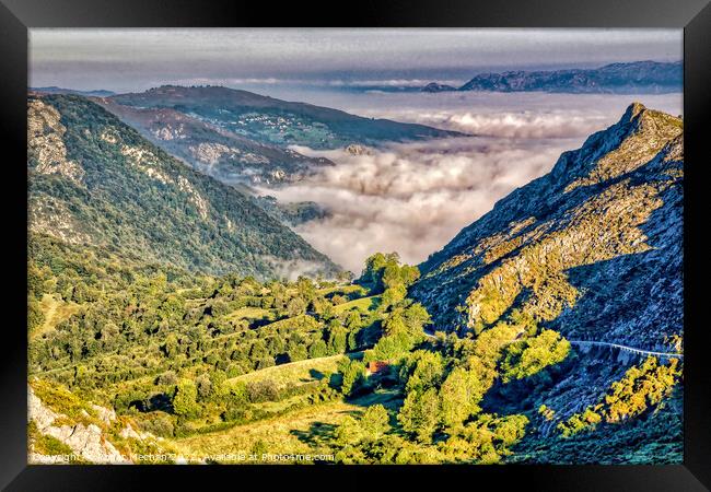 Misty Magic in Picos Mountains Framed Print by Roger Mechan