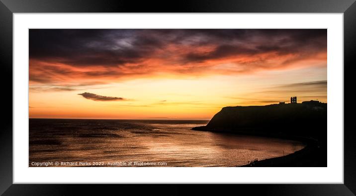 Scarborough Castle silhouette Framed Mounted Print by Richard Perks