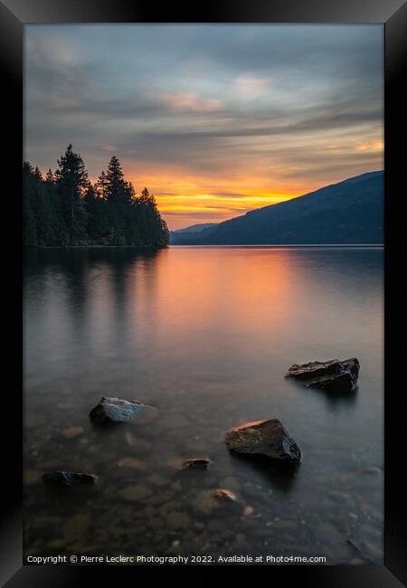 Lake Shoreline Sunset Framed Print by Pierre Leclerc Photography