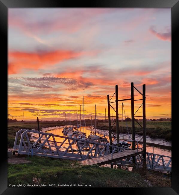 Sunrise at the boatyard Framed Print by Mark Houghton