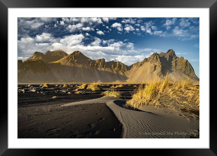 Outdoor mountain BEACH BLACK SAND  Framed Mounted Print by Steve Lansdell