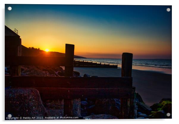 Amroth Groins at Sunrise Acrylic by Paddy Art