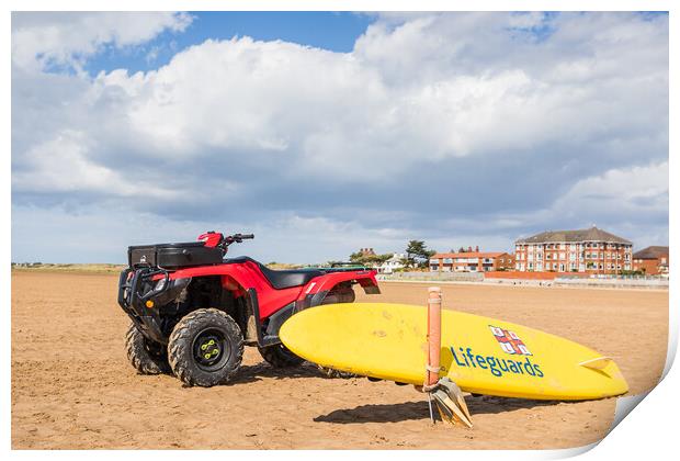 RNLI paddle board and quad bike Print by Jason Wells