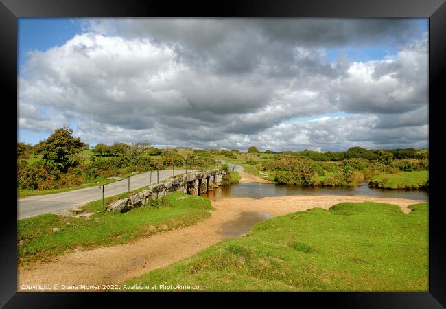Clapper Bridge and Bodmin Moor Framed Print by Diana Mower