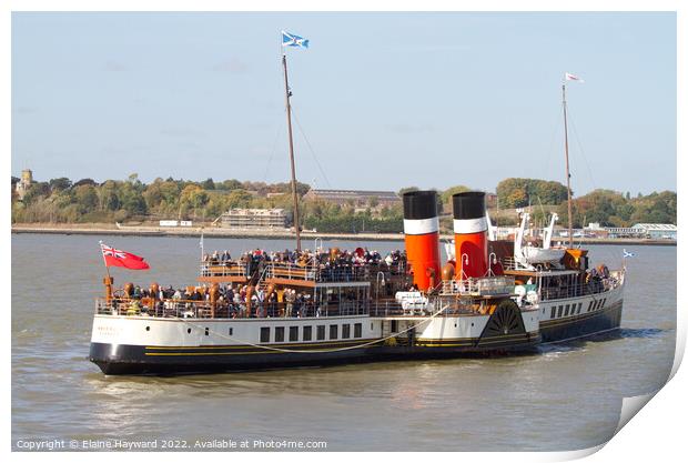 PS Waverley on the River Stour at Harwich Print by Elaine Hayward