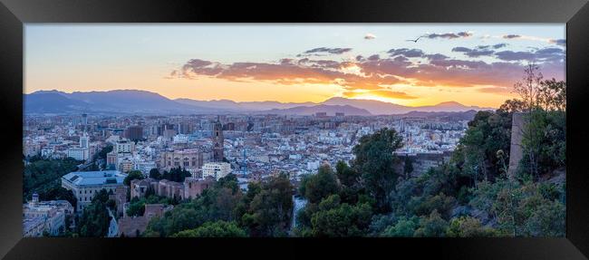 Malaga sunset panorama Framed Print by Leighton Collins