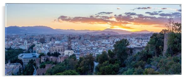 Malaga sunset panorama Acrylic by Leighton Collins
