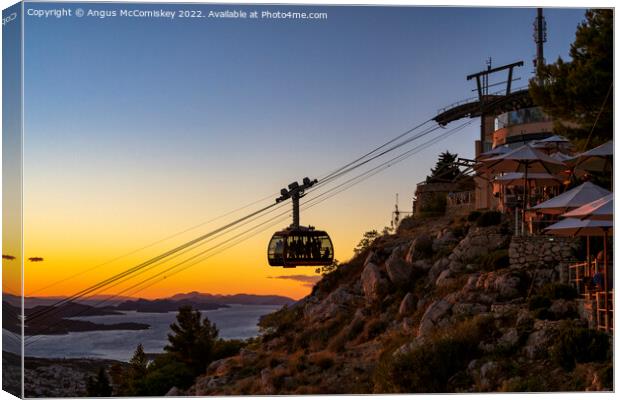 Dubrovnik cable car at sunset, Croatia Canvas Print by Angus McComiskey