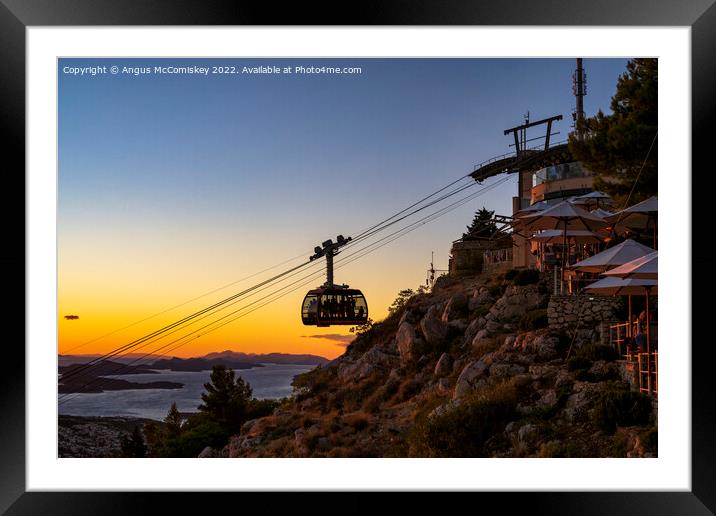 Dubrovnik cable car at sunset, Croatia Framed Mounted Print by Angus McComiskey