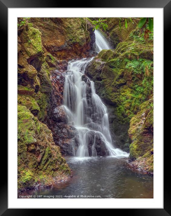 Waterfall Deep In The Forest Scottish Highlands Framed Mounted Print by OBT imaging
