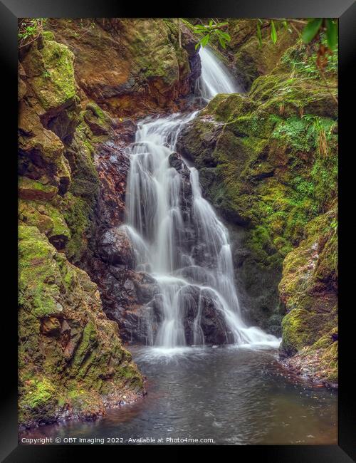 Waterfall Deep In The Forest Scottish Highlands Framed Print by OBT imaging