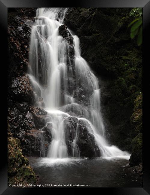 Waterfall Deep In The Forest Scottish Highlands Framed Print by OBT imaging