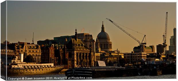 St. Paul's and river barges Canvas Print by Dawn O'Connor