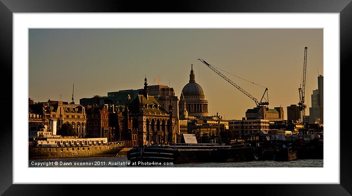 St. Paul's and river barges Framed Mounted Print by Dawn O'Connor