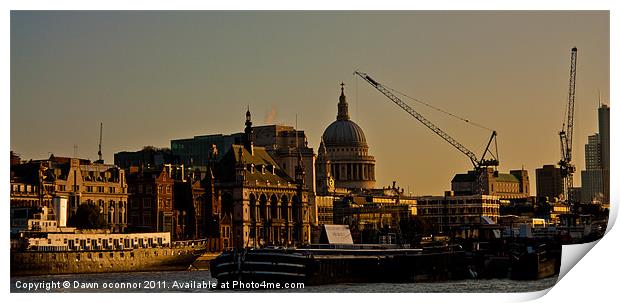 St. Paul's and river barges Print by Dawn O'Connor