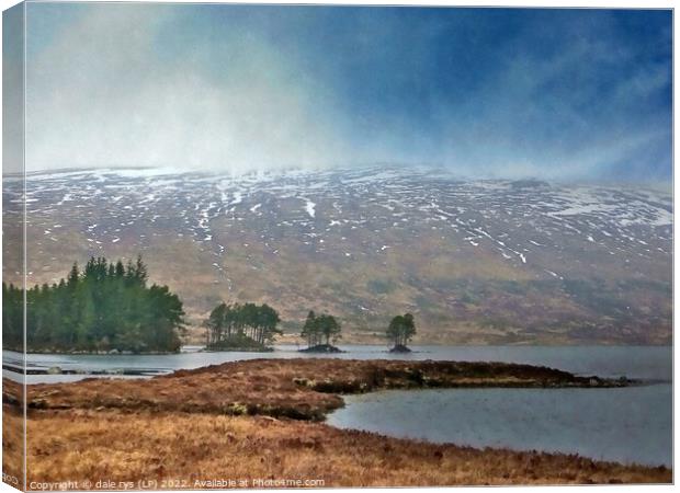 loch ossian winter storm Canvas Print by dale rys (LP)