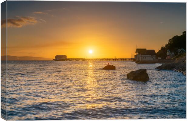 Mumbles pier and RNLI lifeboat station Canvas Print by Bryn Morgan