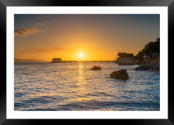 Mumbles pier and RNLI lifeboat station Framed Mounted Print by Bryn Morgan