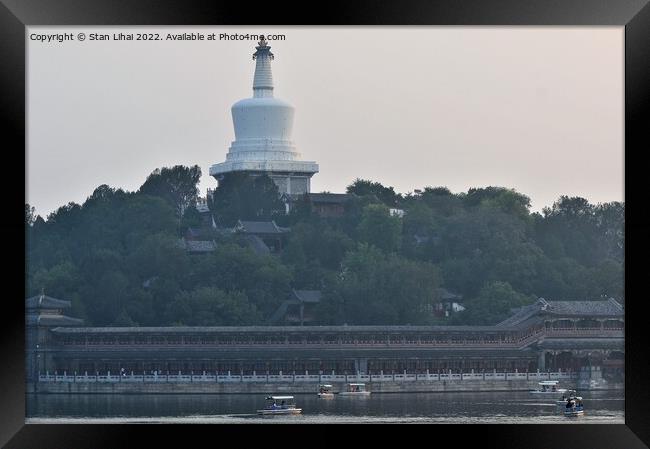 White pagoda temple in Beijing Framed Print by Stan Lihai