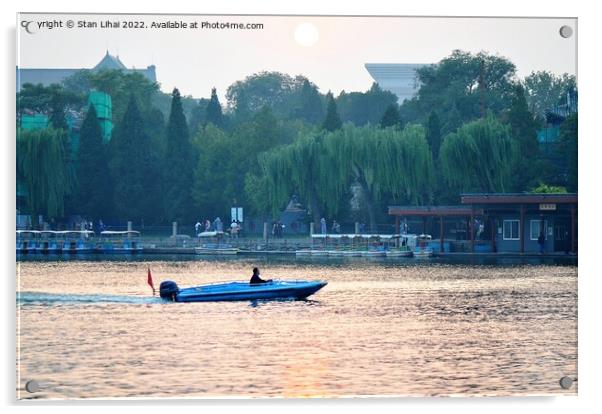 boat on the lake Acrylic by Stan Lihai