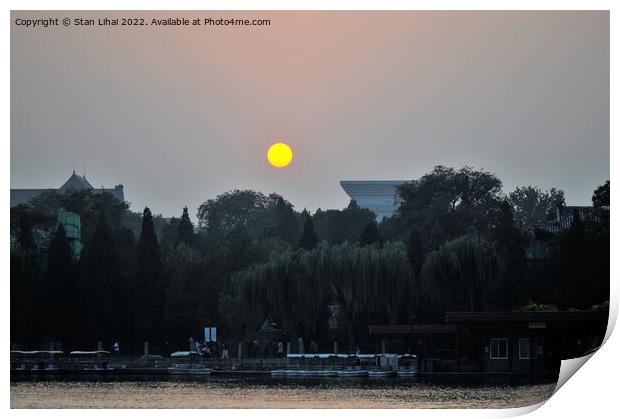 Sun disc over the park in Beijing Print by Stan Lihai