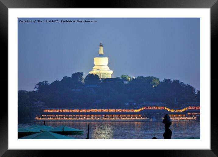 White pagoda temple at night Framed Mounted Print by Stan Lihai