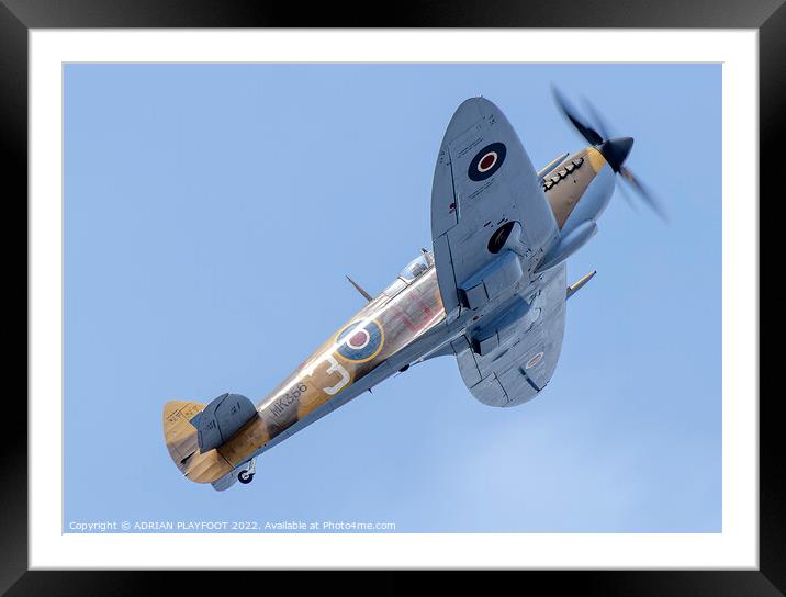 Spitfire Framed Mounted Print by ADRIAN PLAYFOOT