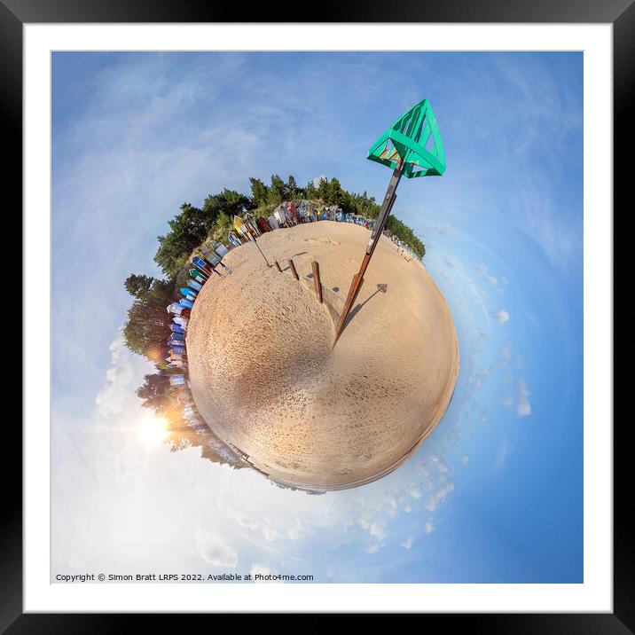 Wells Next The Sea beach in Norfolk Tiny Planet Framed Mounted Print by Simon Bratt LRPS