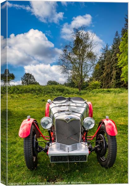 Riley Nine Special Classic Car Canvas Print by Adrian Evans