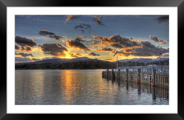 Ambleside Pier at Sunset Framed Mounted Print by Roger Green