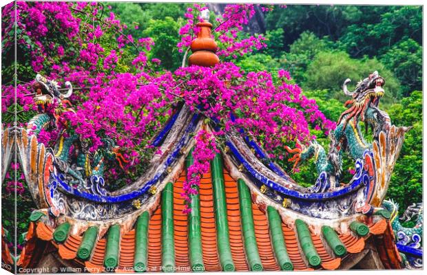 Dragon Roof Zhongde Taoist Temple Xiamen China Canvas Print by William Perry