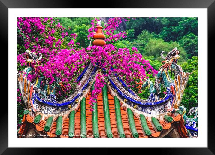 Dragon Roof Zhongde Taoist Temple Xiamen China Framed Mounted Print by William Perry