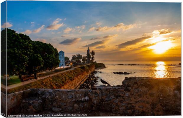 Sunrise at Galle Fort Lighthouse, Sri Lanka Canvas Print by Kevin Hellon