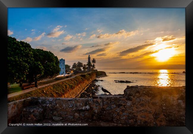 Sunrise at Galle Fort Lighthouse, Sri Lanka Framed Print by Kevin Hellon