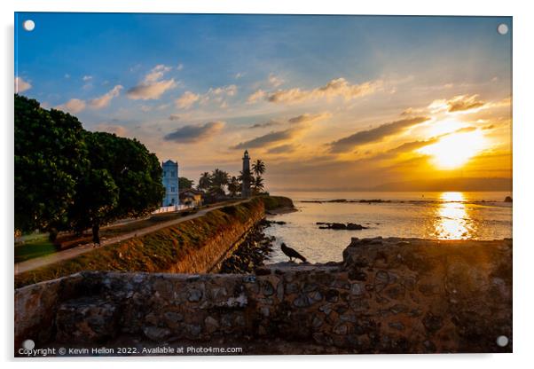Sunrise at Galle Fort Lighthouse, Sri Lanka Acrylic by Kevin Hellon