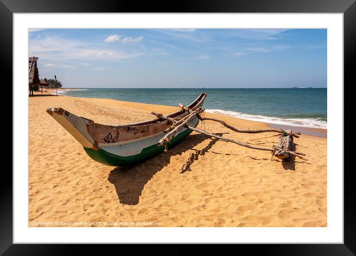 Boat on Mount Lavinia and beach, Colombo, Sri Lanka Framed Mounted Print by Kevin Hellon