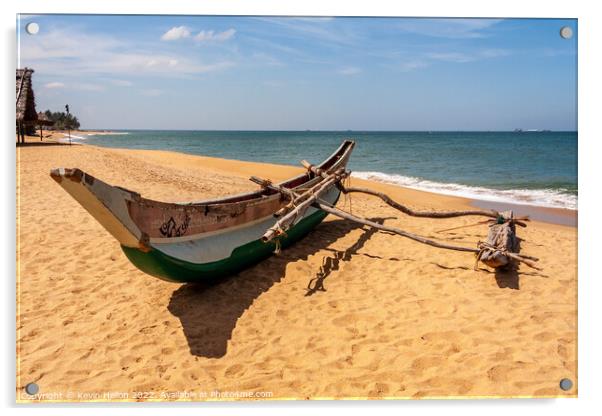 Boat on Mount Lavinia and beach, Colombo, Sri Lanka Acrylic by Kevin Hellon