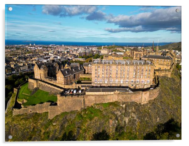 Edinburgh Castle on a sunny day - aerial view Acrylic by Erik Lattwein