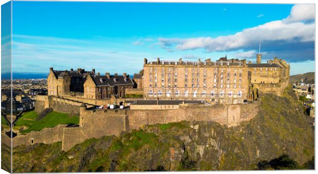 Edinburgh Castle on a sunny day - aerial view Canvas Print by Erik Lattwein