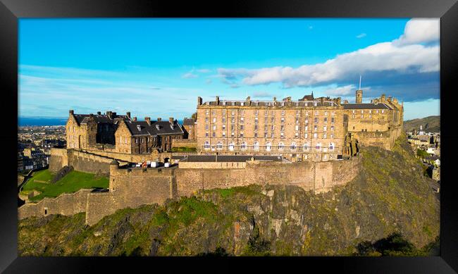 Edinburgh Castle on a sunny day - aerial view Framed Print by Erik Lattwein