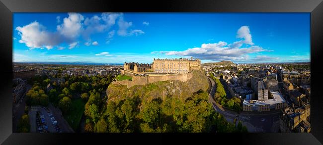 Edinburgh Castle on a sunny day - aerial view Framed Print by Erik Lattwein