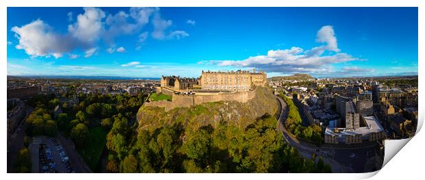 Edinburgh Castle on a sunny day - aerial view Print by Erik Lattwein