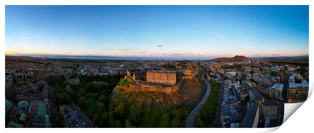 Edinburgh Castle in the evening - aerial view Print by Erik Lattwein